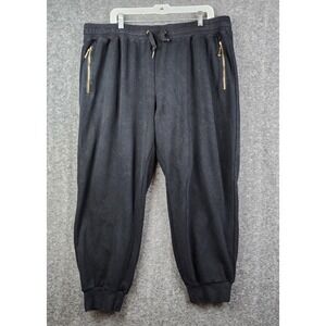 Zerdocean Joggers Women 3X-Plus Black Excellent Gold Zipper Pockets Drawstring